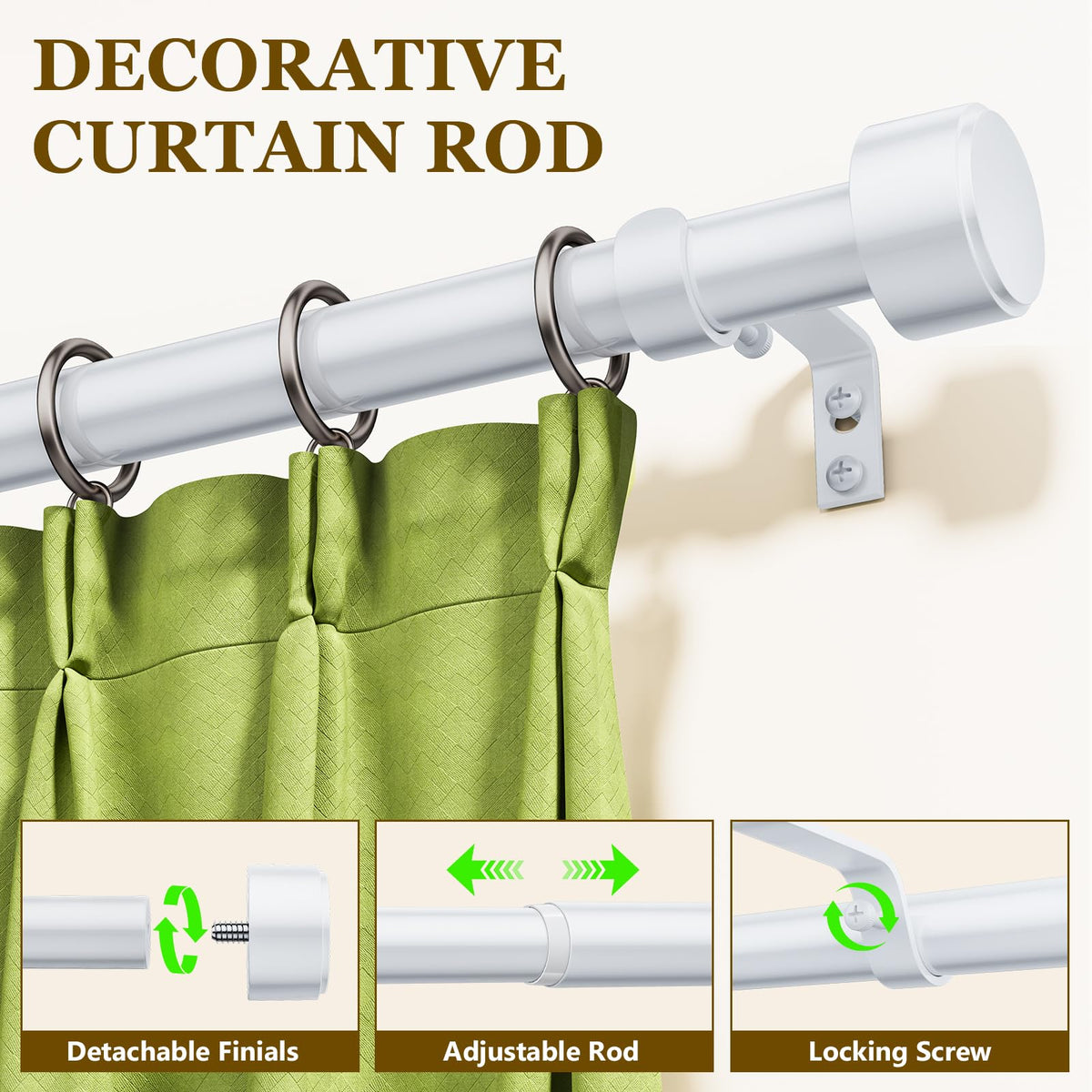 Joawcy curtain rod with bracket kit enables quick, tool-free setup