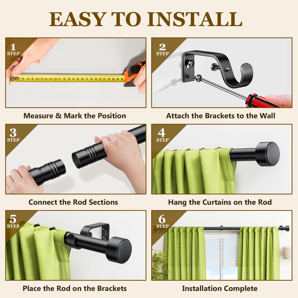 Joawcy easy-install brackets and hardware simplify setup without tools.