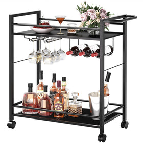 Joaxswe bar cart in black with a modern design for stylish entertaining.