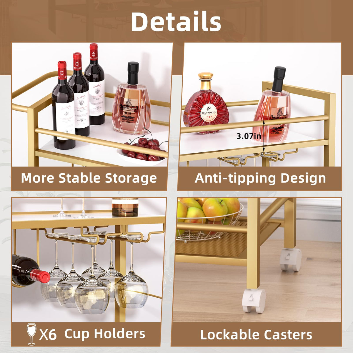 Joaxswe bar cart kitchen-dining versatility suits coffee, cocktails, and tea service.