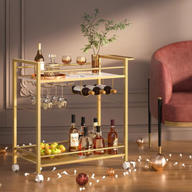Joaxswe bar cart modern design combines wood and iron for style.