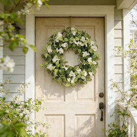 Jobflower 24 inch spring wreath for front door with lush realism.