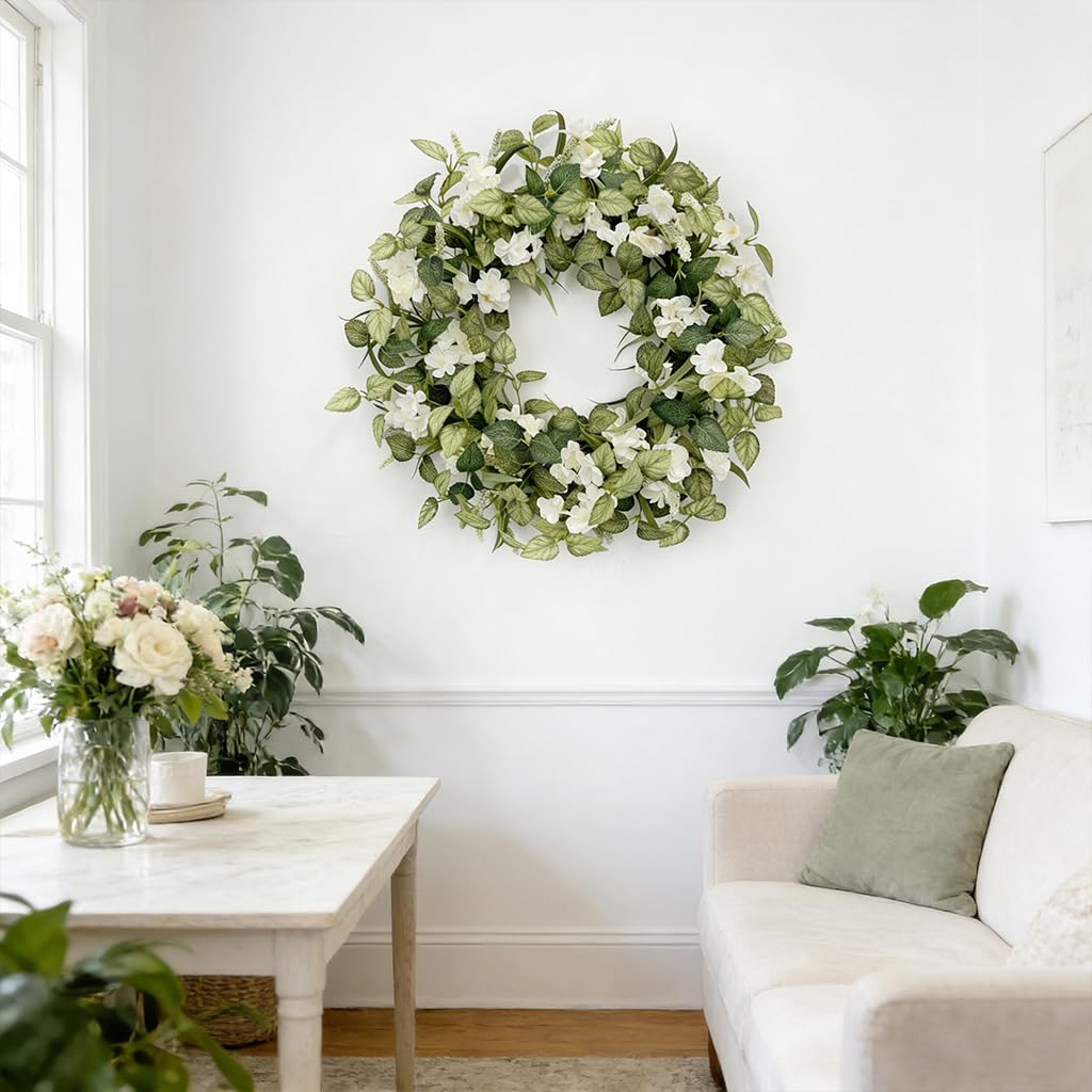 Jobflower farmhouse style wreath for entryways and walls.