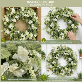 Jobflower large 24 inch eucalyptus like wreath with full foliage.
