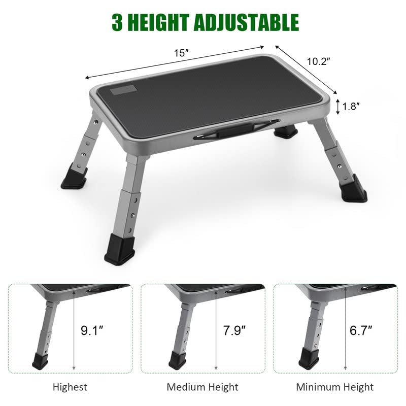 Folded Jocauto step stool shows compact storage in a closet.