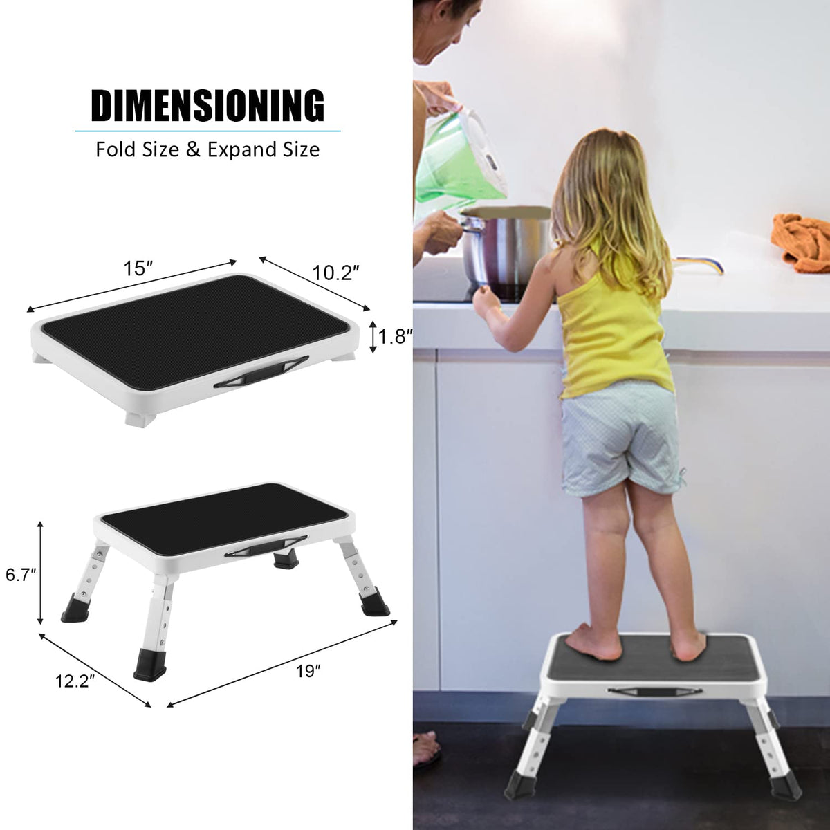 Jocauto indoor outdoor step stool suitable for kitchen and RV use