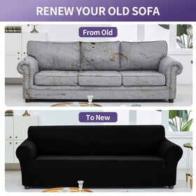 Joccun Stretch Loveseat Slipcover fabric close-up showcasing soft, stretchy jacquard texture.