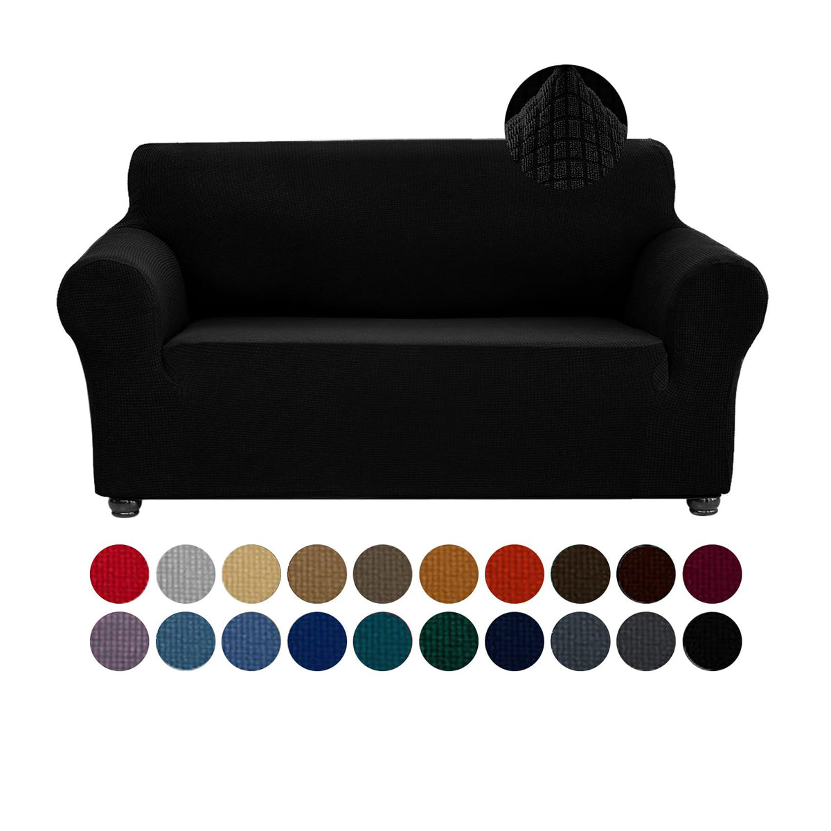 Joccun Stretch Loveseat Slipcover front view with fitted, wrinkle-resistant fabric.