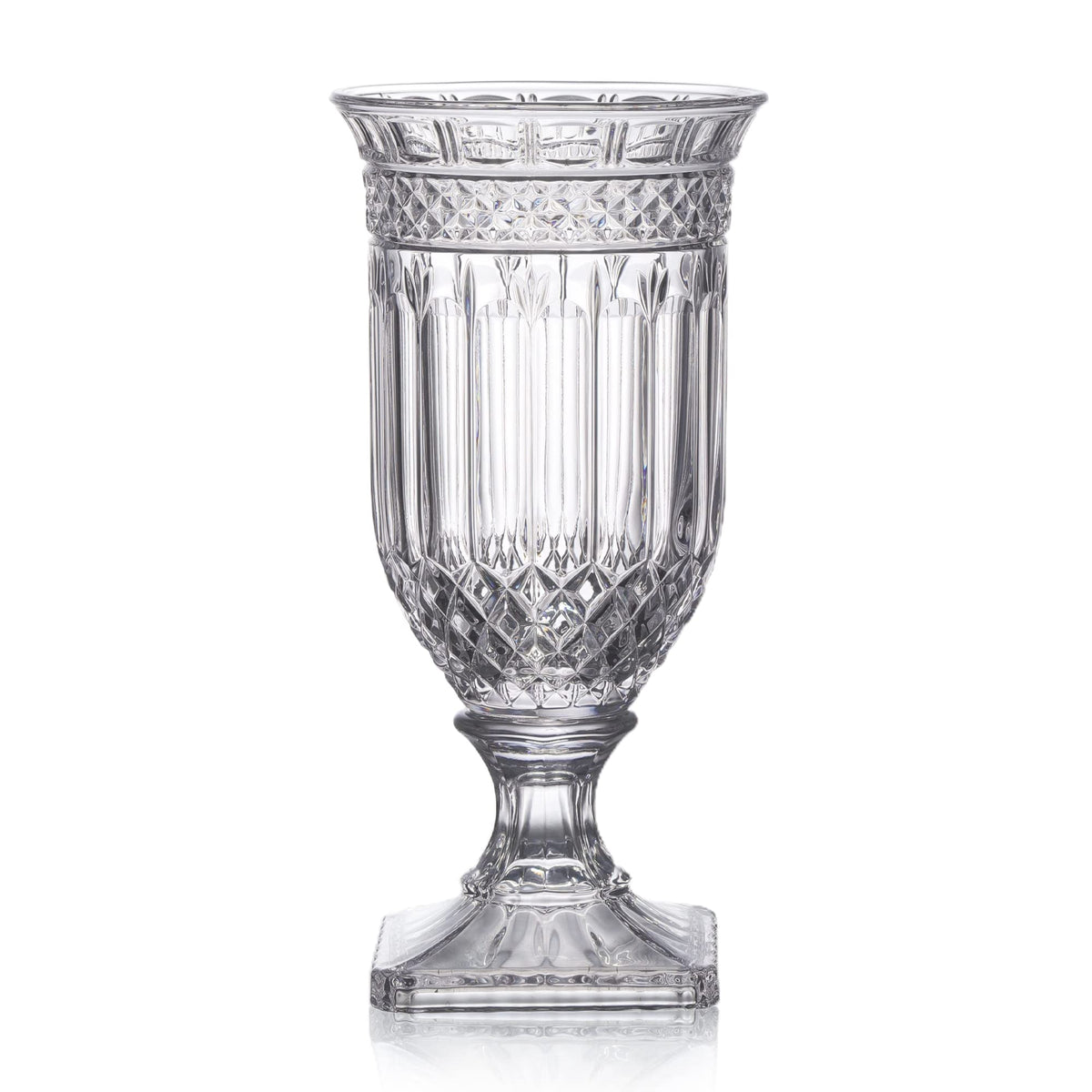 Joeyan 13-inch glass urn vase with ripple diamond pattern for elegant centerpieces.