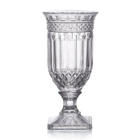 Joeyan 13-inch glass urn vase with ripple diamond pattern for elegant centerpieces.