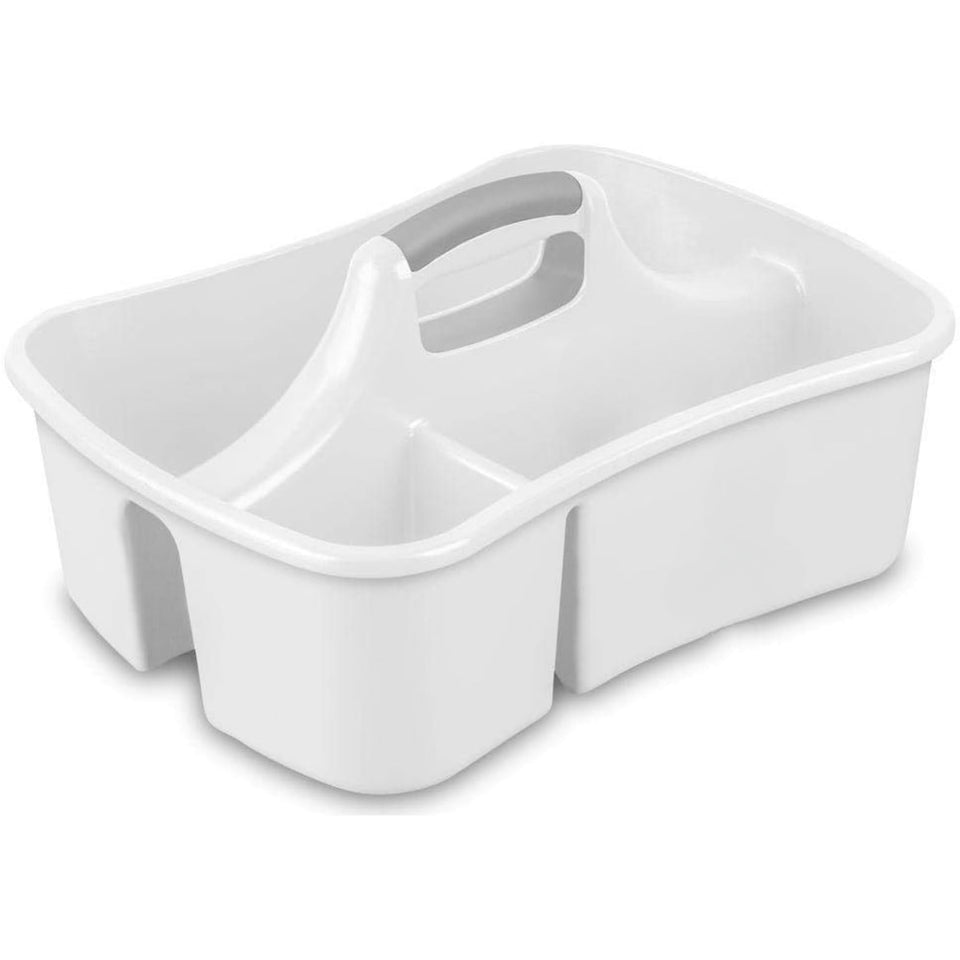 JoeyZ extra-large divided cleaning caddy front view for easy organization of supplies.