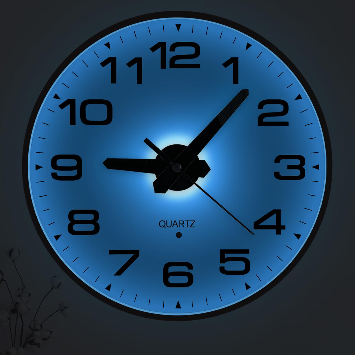 JoFomp lighted wall clock front view with silent movement for accurate time in any room.