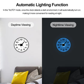 JoFomp wall clock brightness control buttons for customizable lighting.