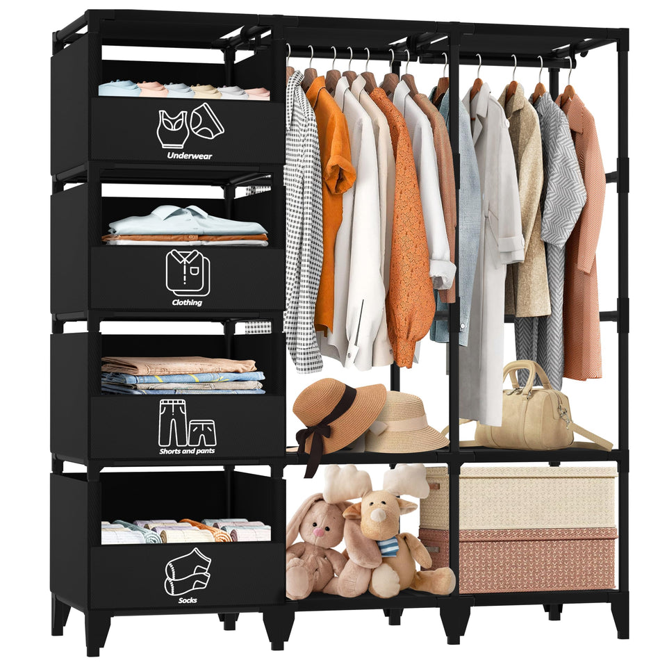 Jofuler portable closet assembly demonstrates tool-free setup for fast organization.