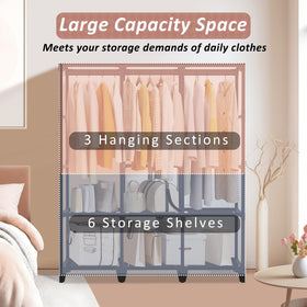 Jofuler Wardrobe 3 Hanging Rods: multiple hanging options maximize closet space