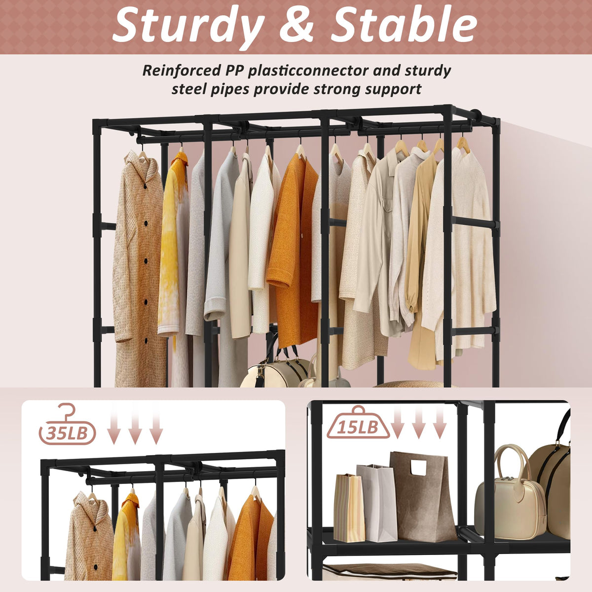 Jofuler Wardrobe 6 Shelves Storage: ample space for folded items and accessories