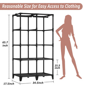 Jofuler Wardrobe space-saving design fits dorms and small rooms.