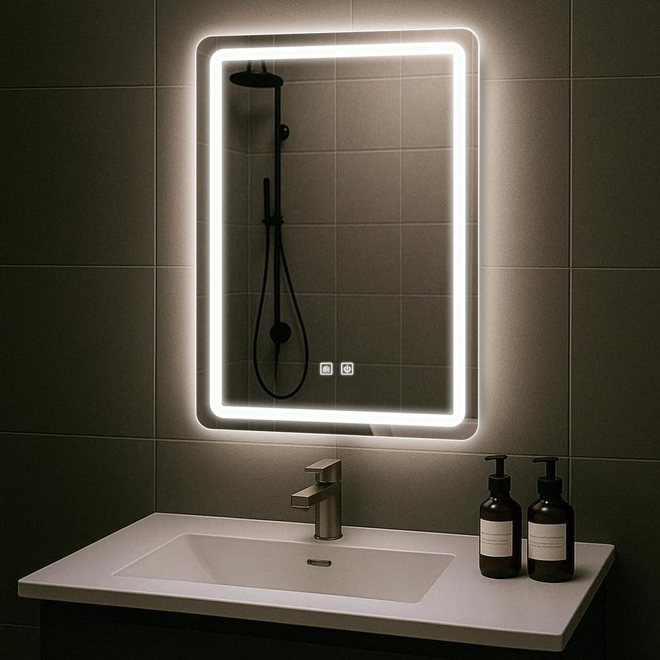 Johnalxer LED bathroom mirror with backlit lighting for precise makeup application