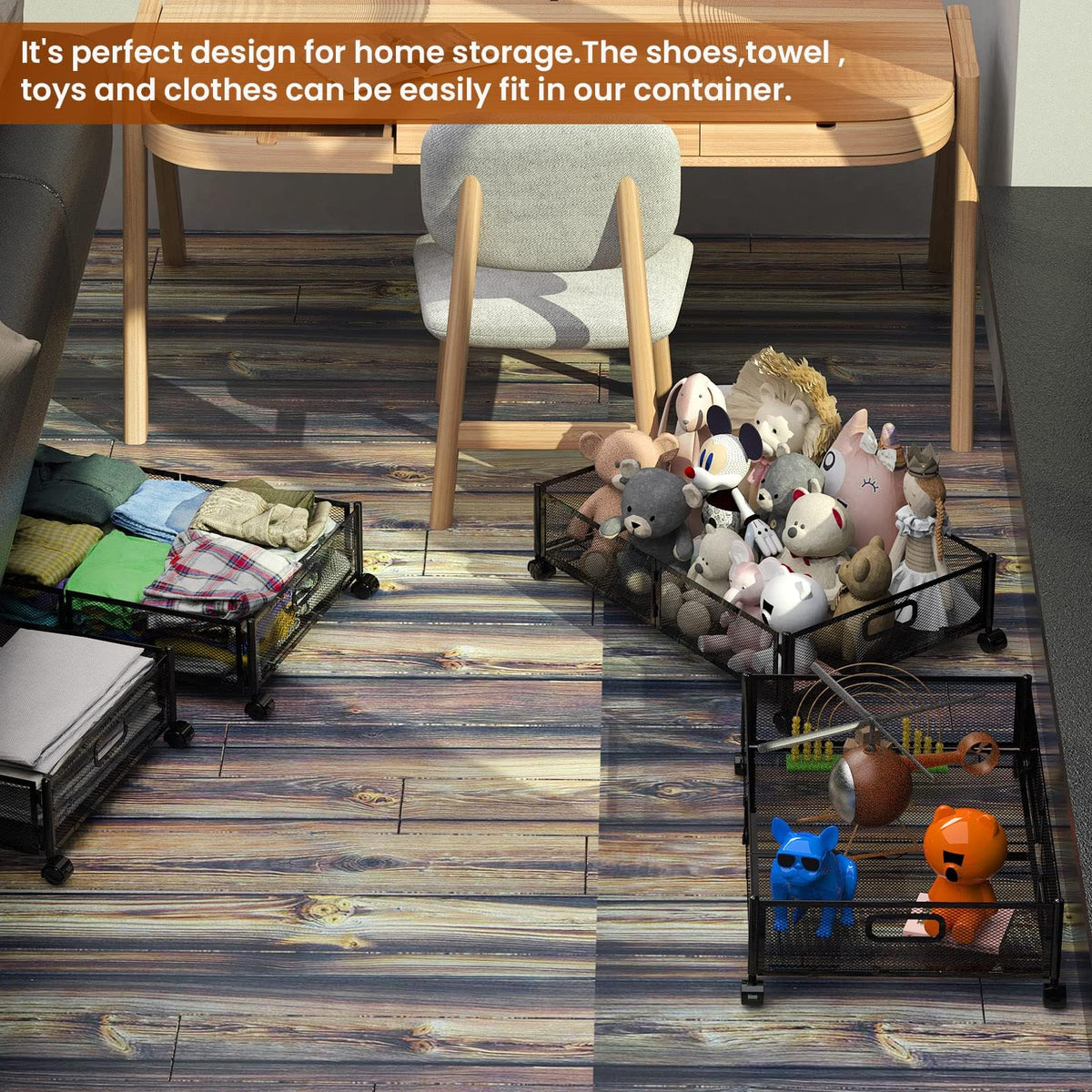Joibabe foldable under-bed storage in folded form, space-saving design.
