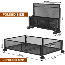 Joibabe under-bed organizer side view, sturdy metal frame for durable storage.