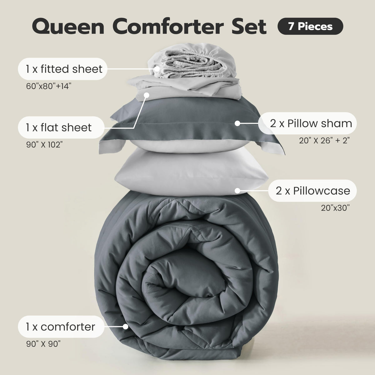 Joiedomi all-season bedding in dark grey, adaptable comfort for any season.