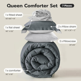 Joiedomi all-season bedding in dark grey, adaptable comfort for any season.