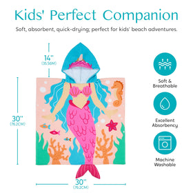 Beached-ready Joiedomi towel transforming into a playful cape