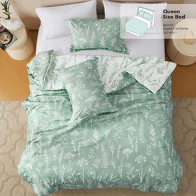 Joiedomi botanical reversible comforter shows dual looks for seasonal refresh
