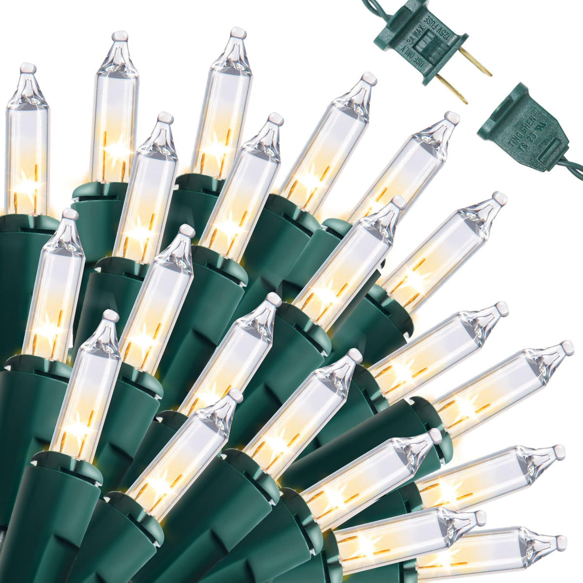 Joiedomi clear Christmas string lights with 200 mini white bulbs for indoor or outdoor use.