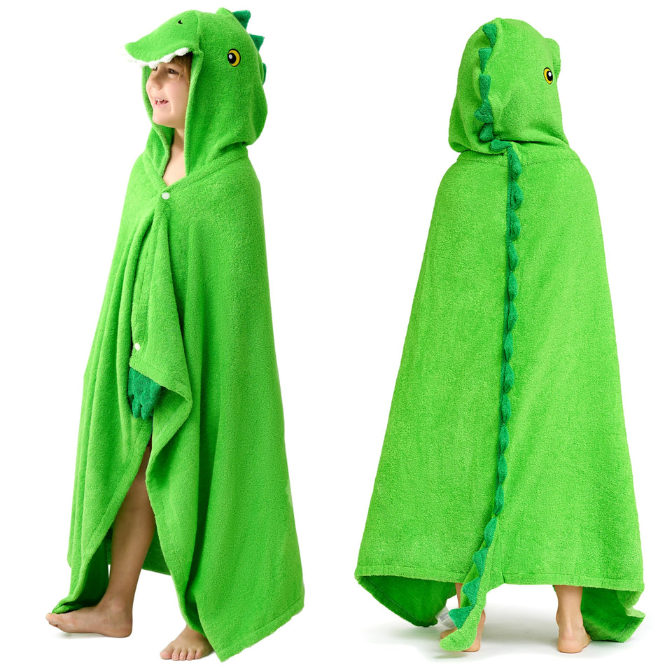 Joiedomi dinosaur hooded towel in 30x50, soft and absorbent for quick drying.