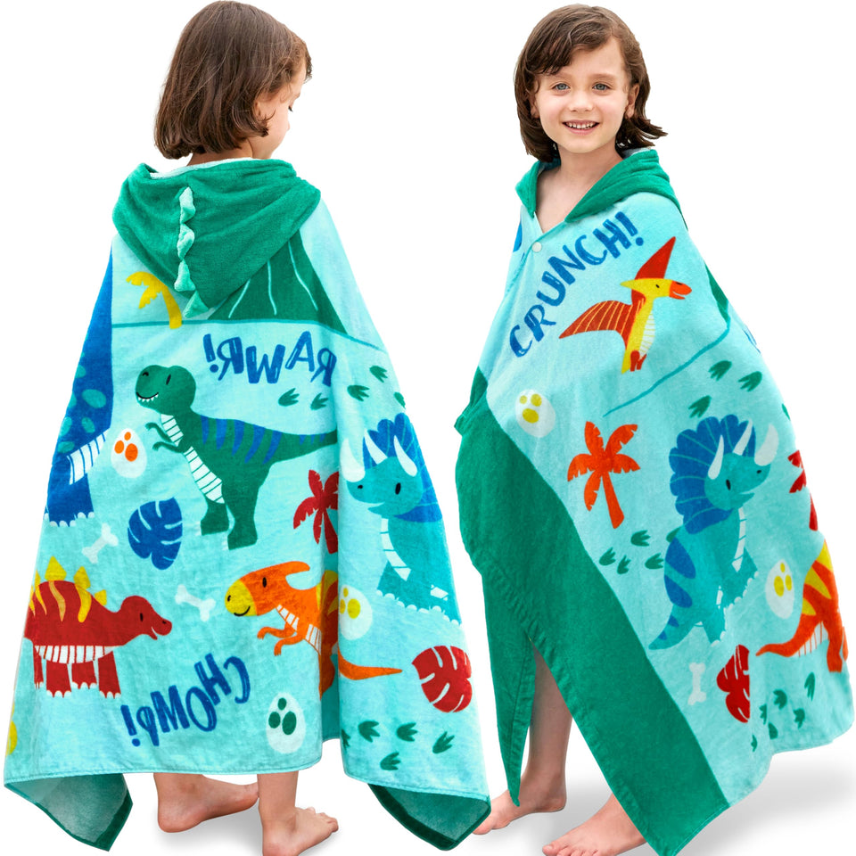 Joiedomi dinosaur hooded towel for kids after bath, absorbent 100 percent cotton.