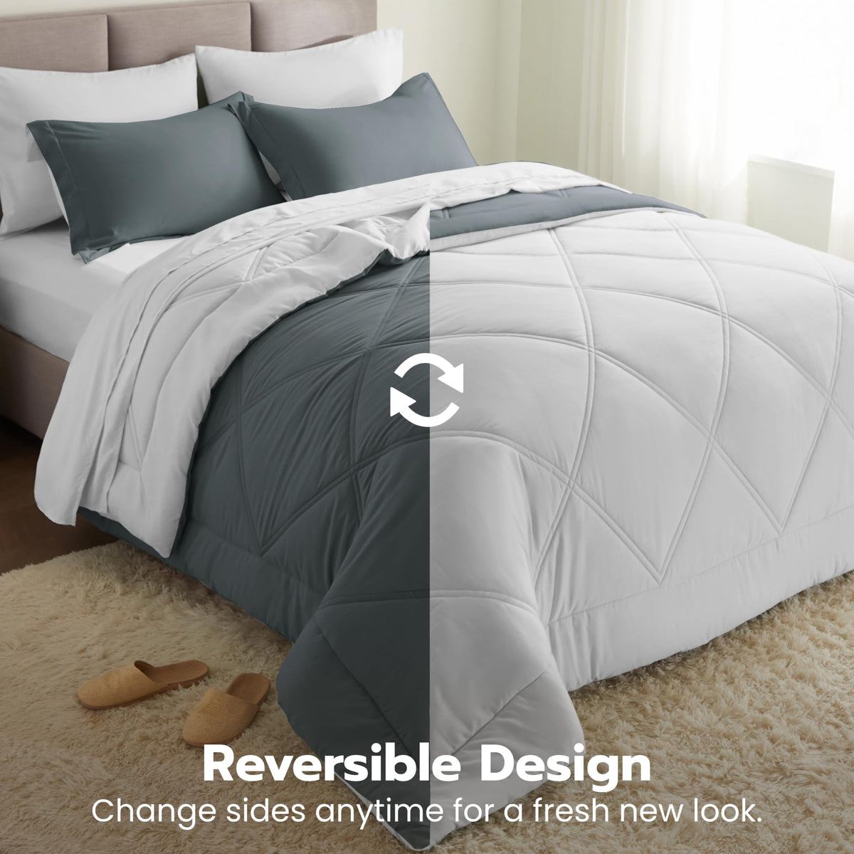 Joiedomi down-alternative comforter in dark grey, lightweight warmth for chilly nights.