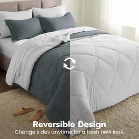 Joiedomi down-alternative comforter in dark grey, lightweight warmth for chilly nights.