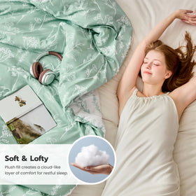 Joiedomi sage green floral pillow shams complement the comforter