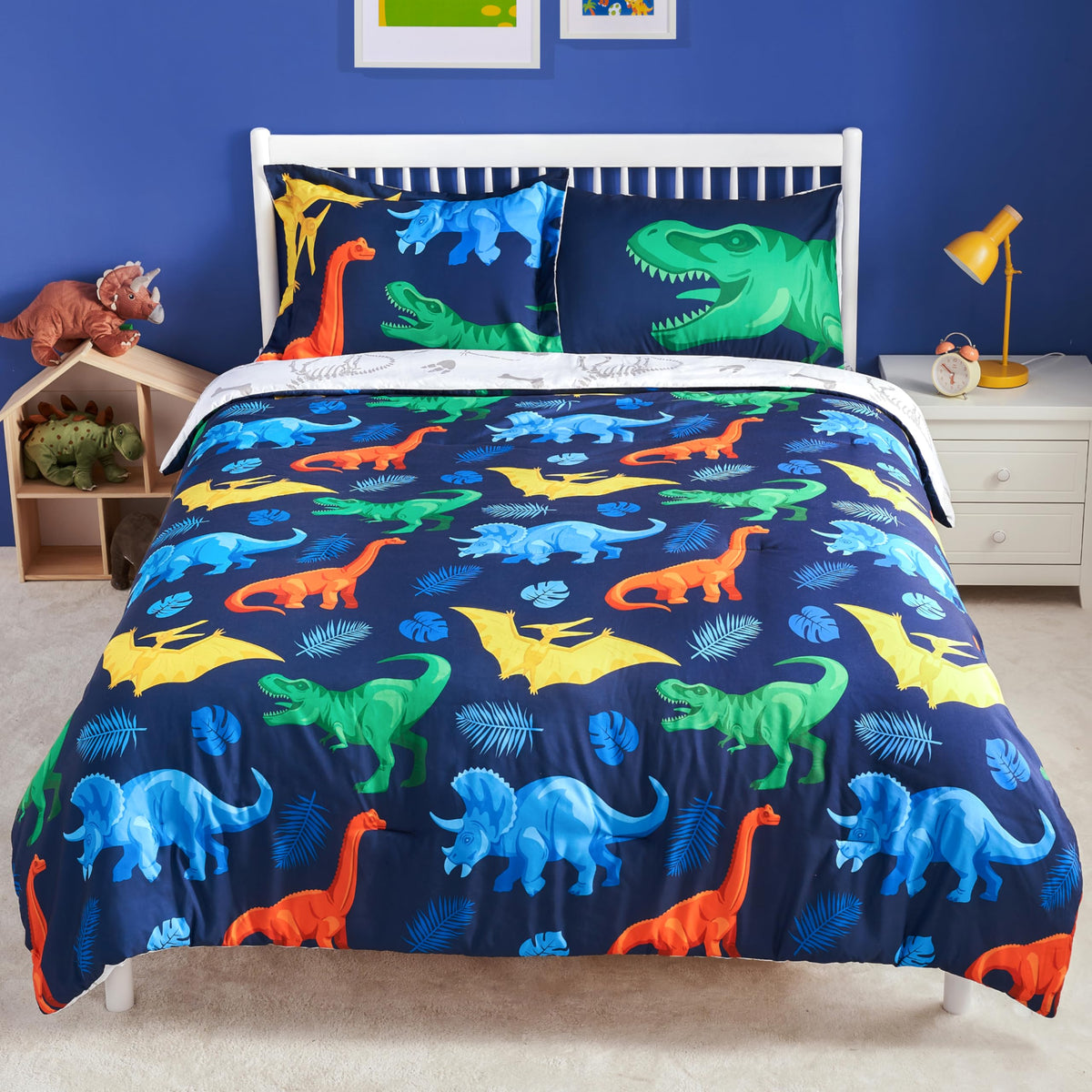 Joiedomi kid twin dinosaur comforter showcases soft microfiber for cozy nights
