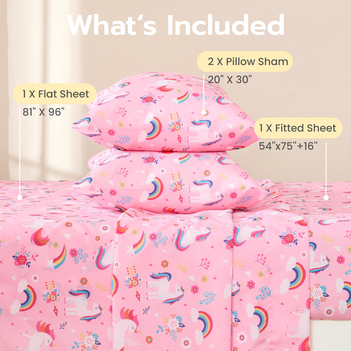 Joiedomi unicorn fitted sheet on bed with deep pocket for secure fit