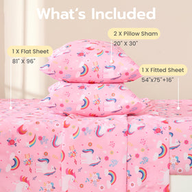 Joiedomi unicorn fitted sheet on bed with deep pocket for secure fit