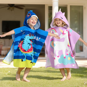Joiedomi hooded towel with snaps for easy dressing.