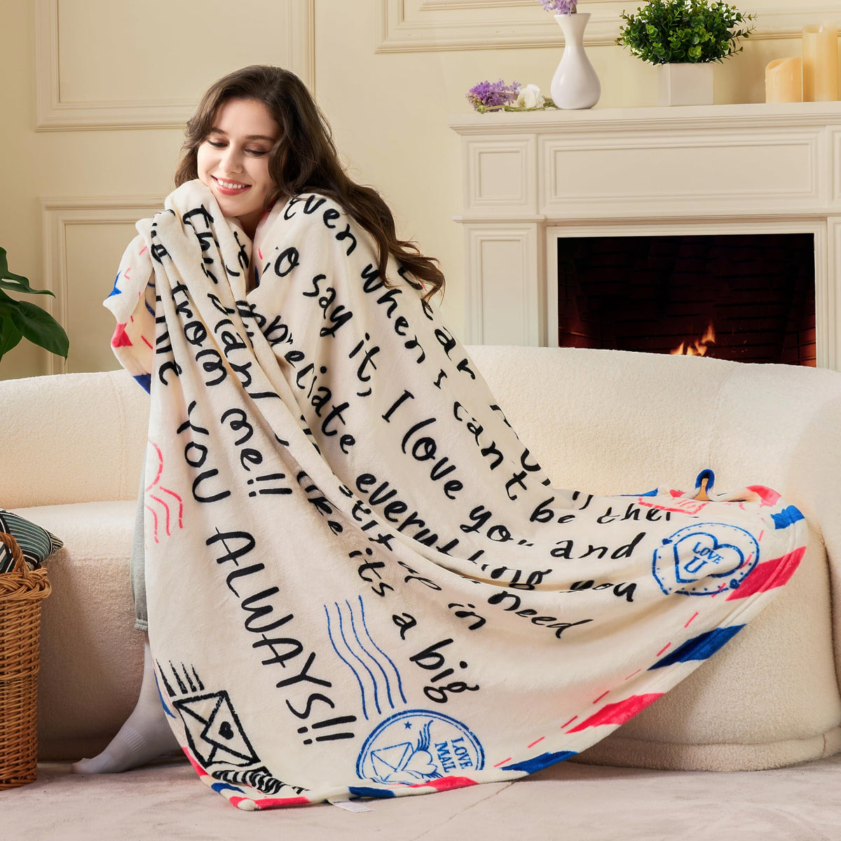 Joiedomi 50x70 ivory blanket on bed for all-season comfort