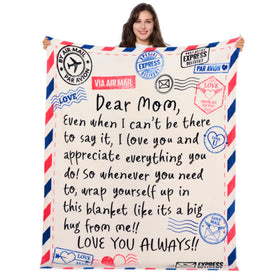 Joiedomi mom blanket heartful message close-up, soothing warmth for cozy evenings.