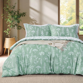 Joiedomi queen comforter set in sage green floral pattern for a fresh bedroom look