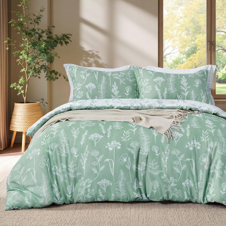 Joiedomi queen comforter set in sage green floral pattern for a fresh bedroom look