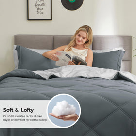 Joiedomi queen fitted sheet in dark grey, secure fit for active sleepers.