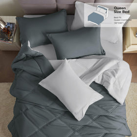 Joiedomi queen flat sheet in dark grey, breathable and easy-care bedding.