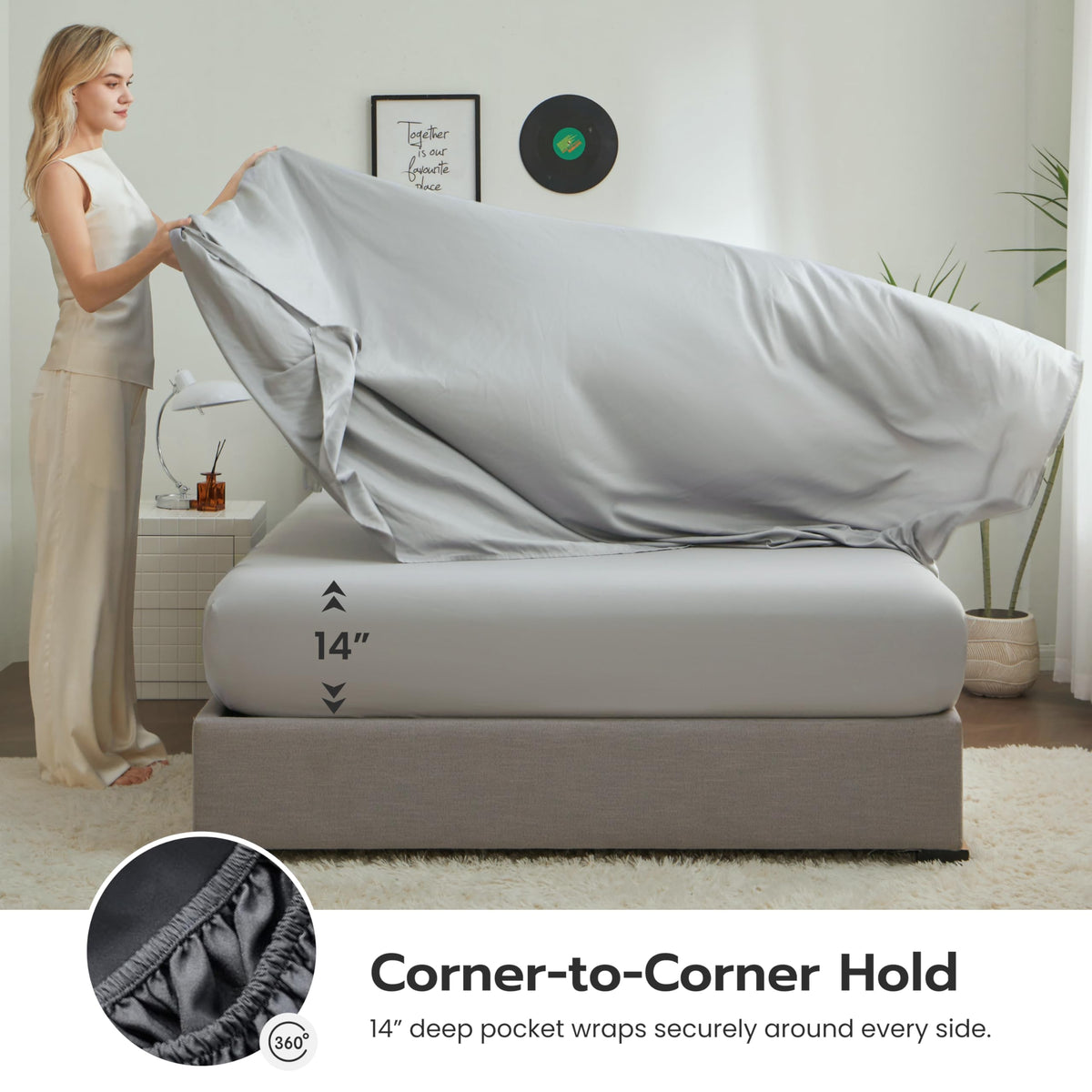 Joiedomi queen pillowcases in dark grey, smooth surface for restful sleep.