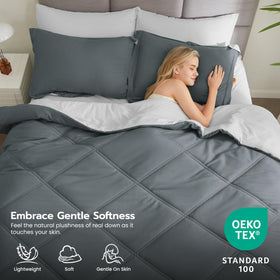 Joiedomi reversible quilt in dark grey, two-tone design for quick room refresh.