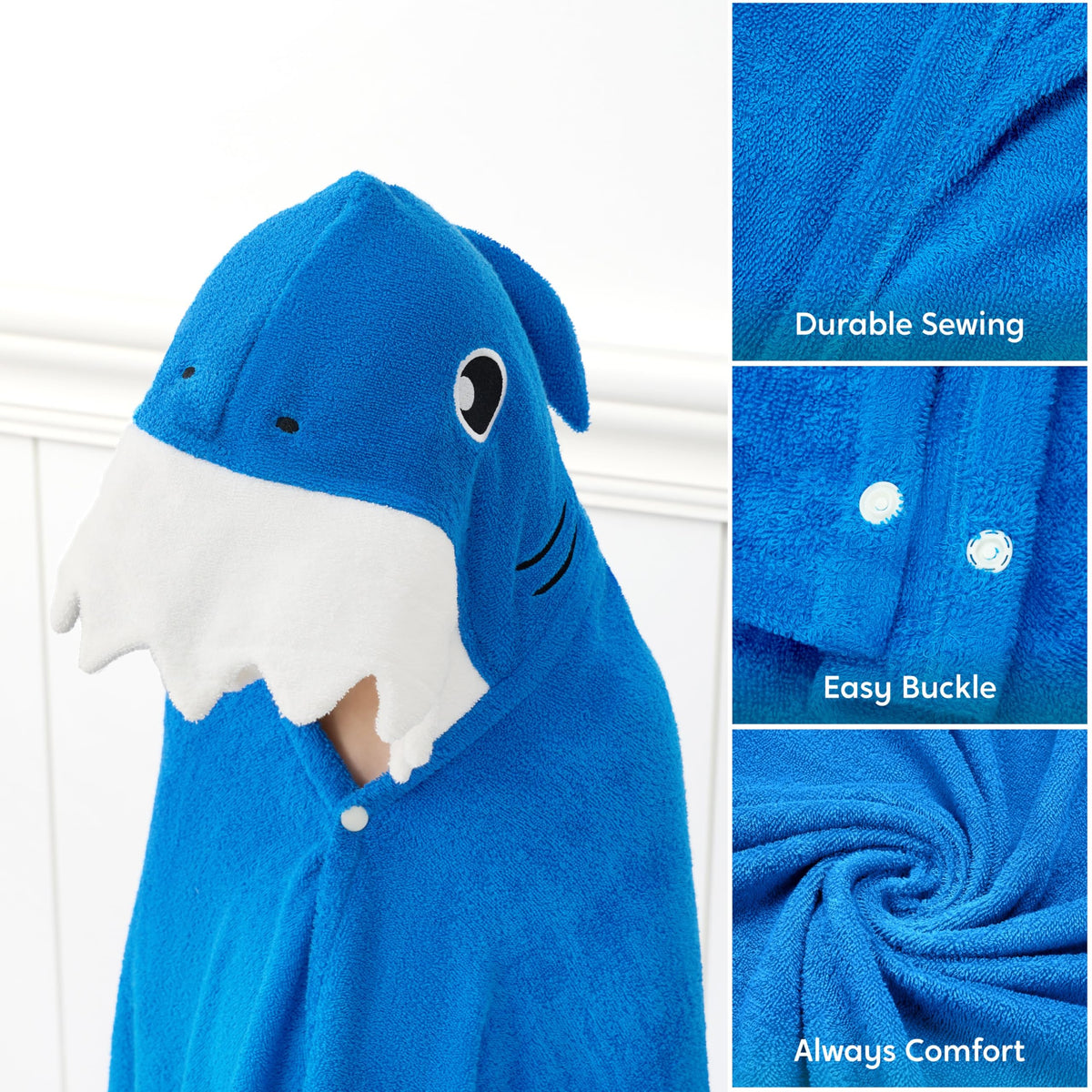 Joiedomi Shark Hooded Towel showing vibrant colors and playful shark