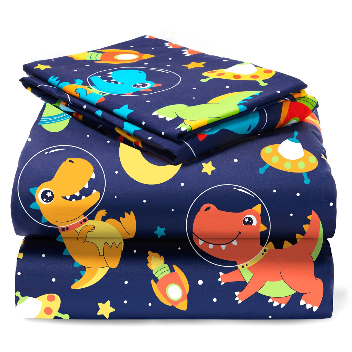 Joiedomi Space Dinosaur flat sheet with bold print for kids' bed