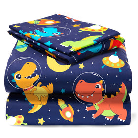 Joiedomi Space Dinosaur flat sheet with bold print for kids' bed