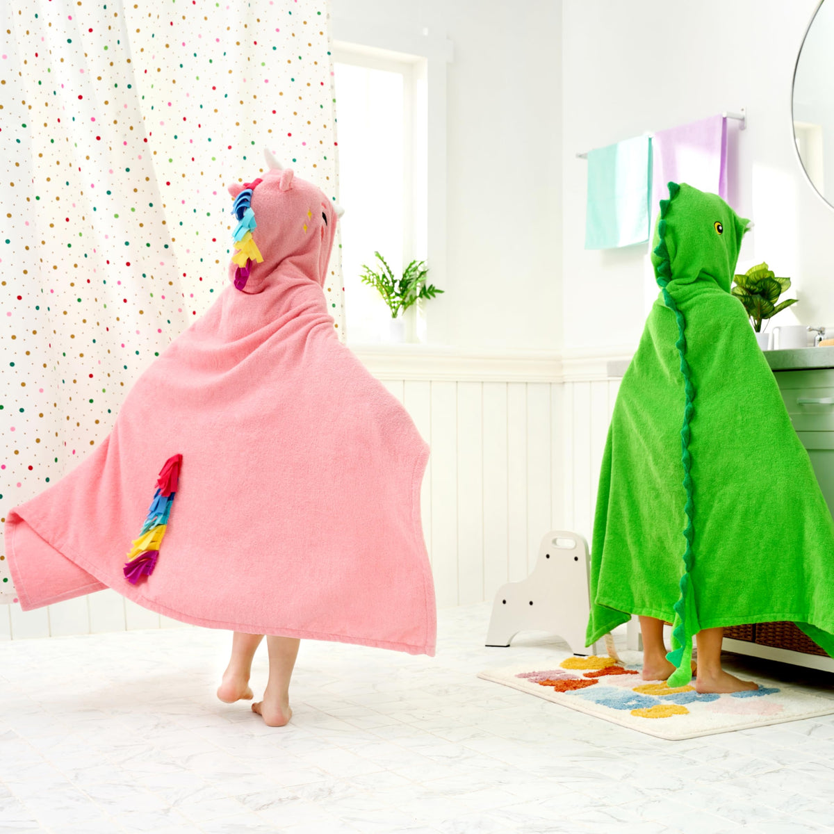 Joiedomi Unicorn Hooded Towel bright colors design for kids.
